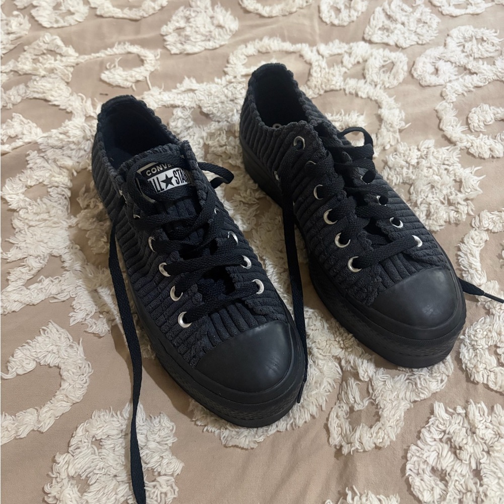Converse Black Ribbed Sneakers